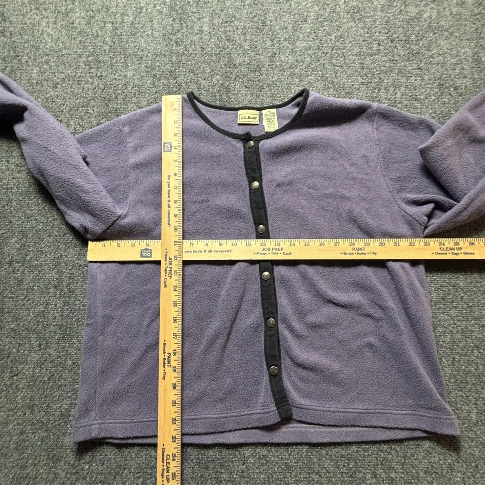Vintage LL Bean Women Large Fleece Cardigan Lavender Purple Button Front